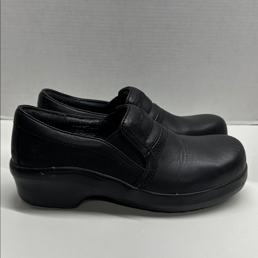 Ariat Expert Safety Clogs Slip On Shoes Composite Toe Leather Black Womens 10